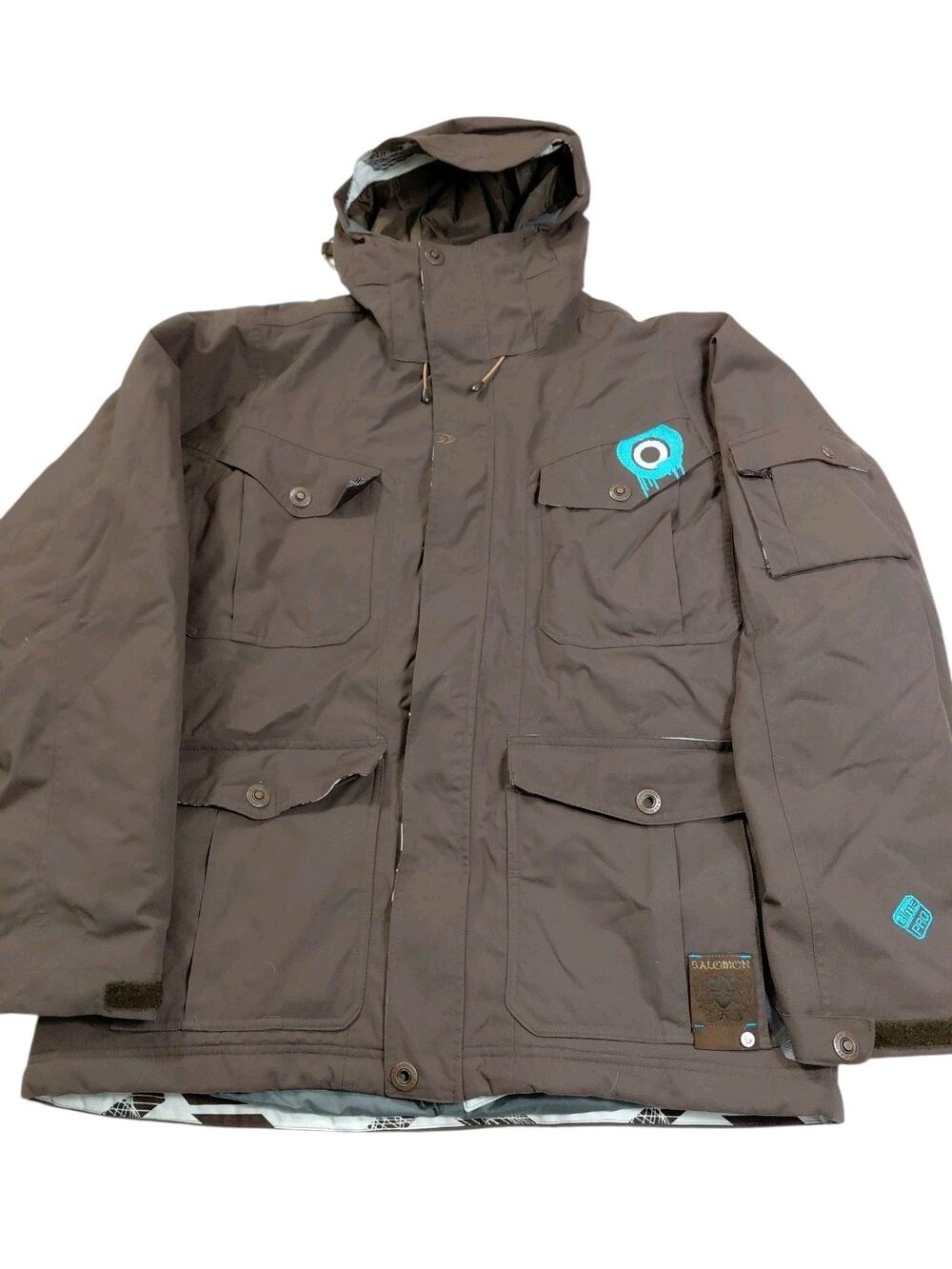Salomon Men's Hooded Clima Pro Snowboard Ski Jacket, Brown color, Size Medium